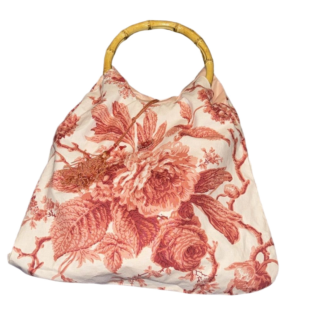 Dobie designs floral print canvass โ bamboo handle bag